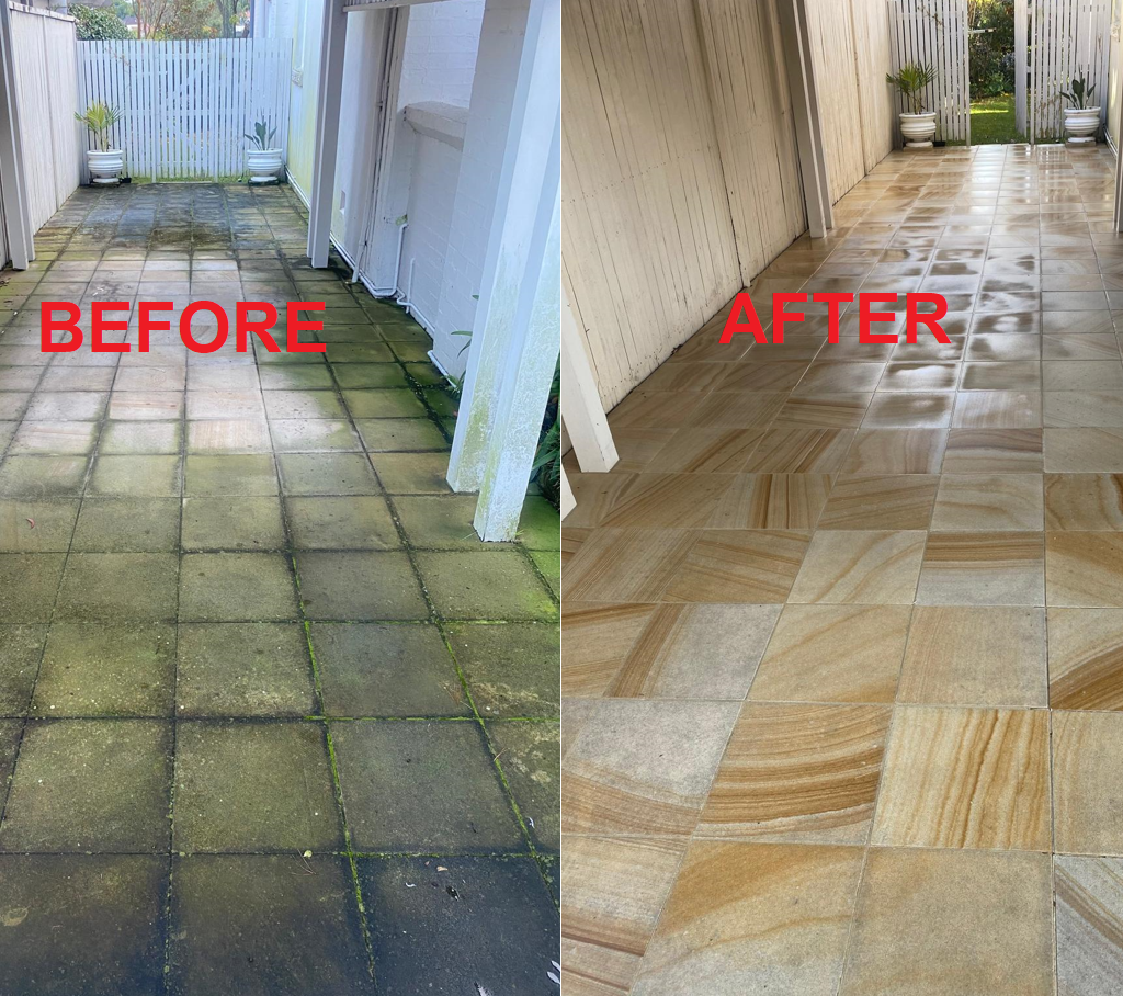 Before and after high pressure cleaning by SS House Washing Sydney