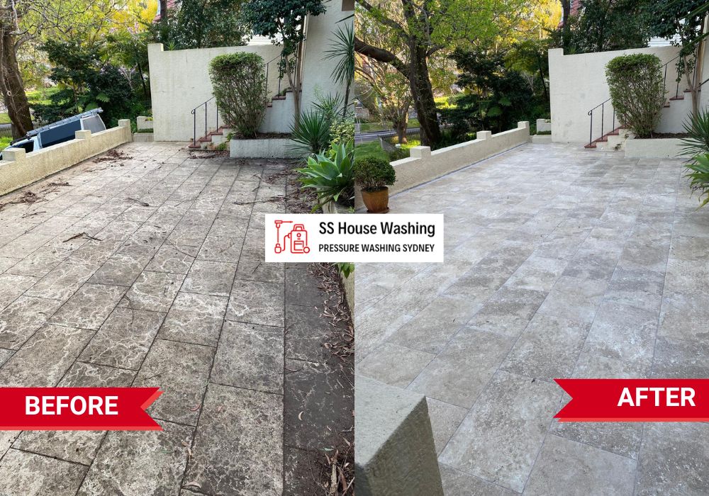 Professional driveway washing service in Beecroft using high-pressure cleaning
