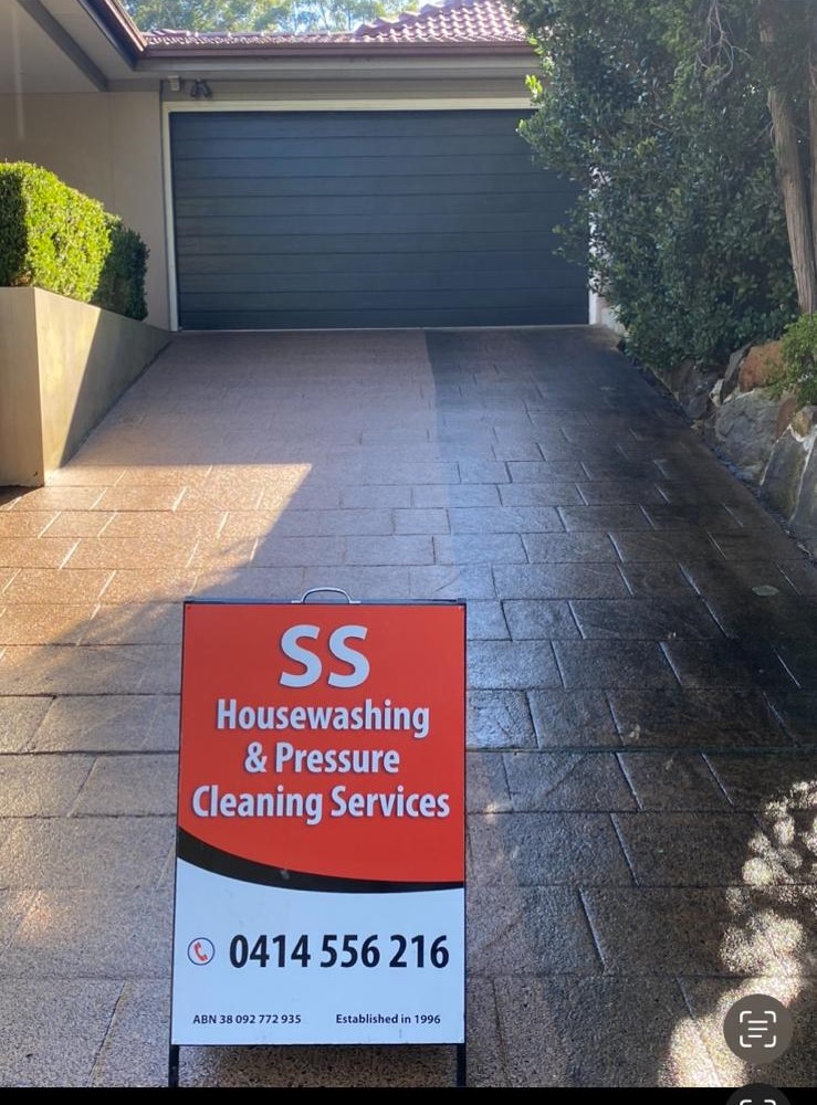 Before and after concrete driveway cleaning in Sydney by SS Pressure Cleaning